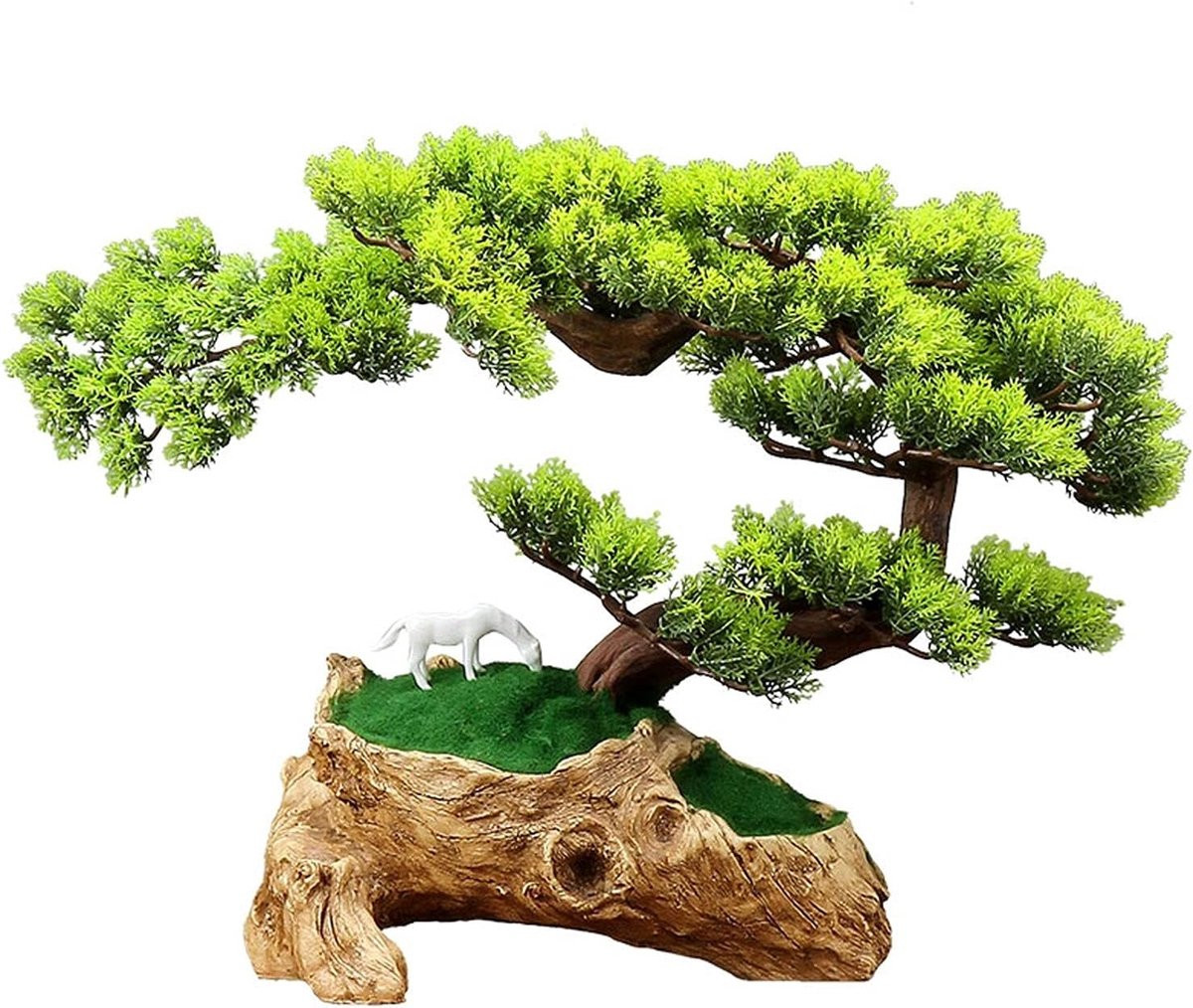 Kunst Bonsai Boom met Echte Schors Simulatie - Groen - 1 stuk