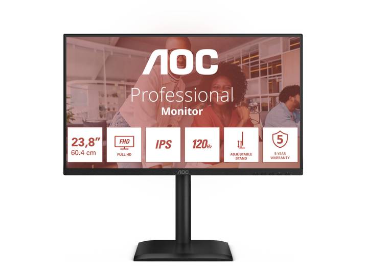AOC 24E4U, 60,5 cm (23.8'), 1920 x 1080 pixels, Full HD, LED, 4 ms, Noir