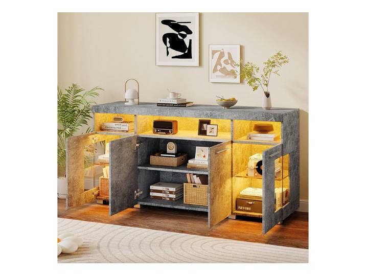 OKWISH Sideboard Seitenschrank (Beistelltisch Kommode, Anrichte, 1 St., 9 Fächern), mit LED Licht