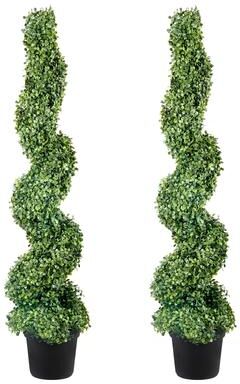 Kodotan sofa 2 pcs. Artificial Boxwood Tower Topiary Spiral Artificial Plant 122cm high Decorative Plant Green Plastic PE Iron Topiary Plants