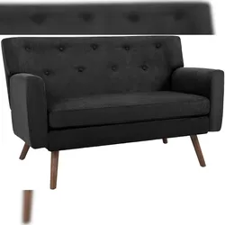 DELUKE Sofa ARNE Cord 2-Sitzer 120x74x81cm, Cord, Schwarz Couch Loungesofa für Wohnzimmer Schlafzimmer Leseecke