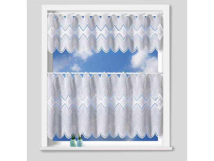 Scheibengardine nach Mass WECKBRODT Anthea , weiss (weiß), B:144cm H:30cm, Obermaterial: 100% Polyester, Gardinen nach Mass, Scheibengardine nach Mass, Bistro, Gardine, Store, nach Mass