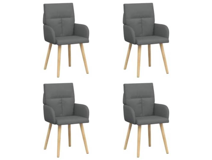 KDVXBCQJH 4er Set Esszimmerstühle Dunkelgrau Stoff Polsterstuhl 60x56x96cm Ergonomische Küchenstühle mit Armlehnen, feucht abwischbarem Stoffbezug und stabilen Holzbeinen für Wohnzimmer.