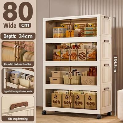 Uplift Picks Foldable Storage Cabinet Large Capacity Dustproof Wardrobe Organizer 80 Cm 4 Layers