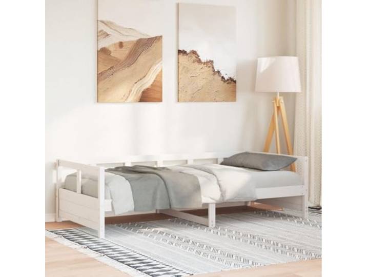 YNGBHFNOP Massives Kiefernholz Tagesbett Schlafsofa 80x200 cm Weiß Tagesbett ohne Matratze Weiß 80x200 Massivholz Kiefer Schlafsofa Gästebett mit Lattenrost für Wohnzimmer Schlafzimmer
