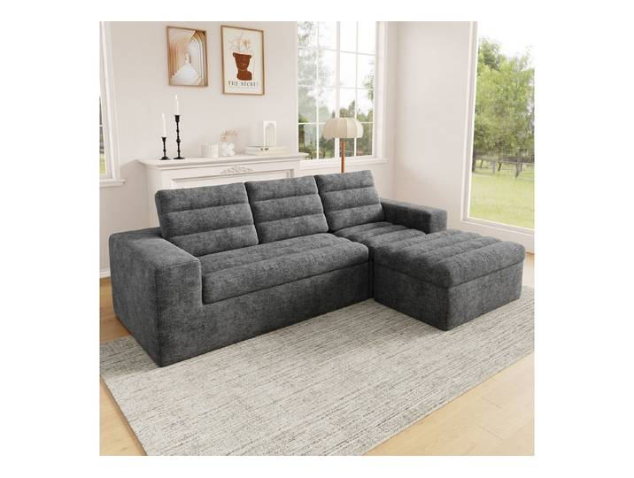 STILVORA Schlafsofa Modulares Kombinationssofa L-förmige Ecksofa 3 Sitzer sofa, Cordstoff, Modulares Sitzsystem, Schaumstoffkern, flexibel nutzbar, für Wohnzimmer, Apartments, Gästezimmer und kleine Räume