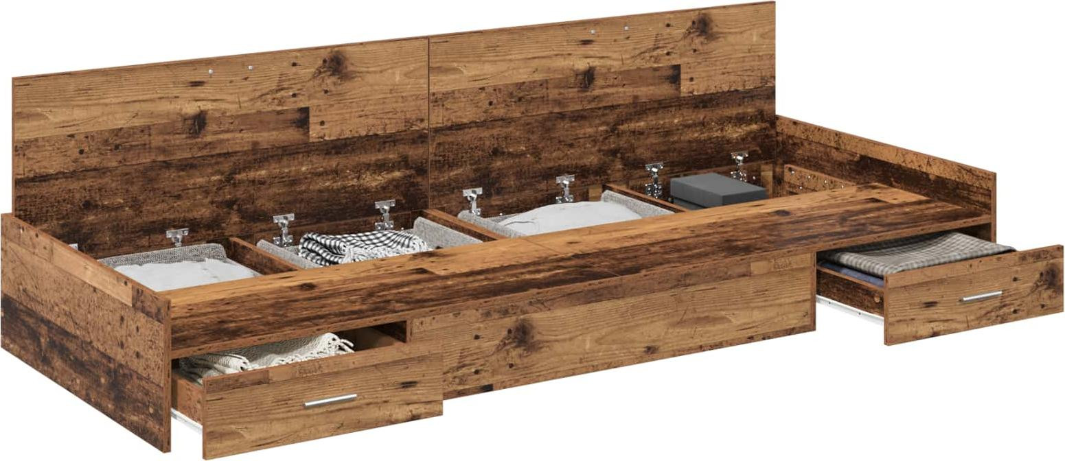 Syfax Bedframe met lade voor opslag in Oud Hout, 80 x 200 cm