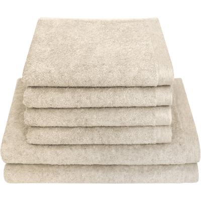 Handtuch Set DYCKHOFF "Deep Harmony Element", beige (natur), Frottier, Frottier, Obermaterial: 85% Baumwolle, 15% Hanf, Handtuch-Sets, 6er Set: 4 Handtücher (50x100cm), 2 Duschtücher (70x140cm)