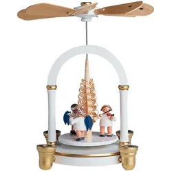 KWO Erzgebirge Pyramide Engelmusikanten weiß/gold Höhe 21 cm
