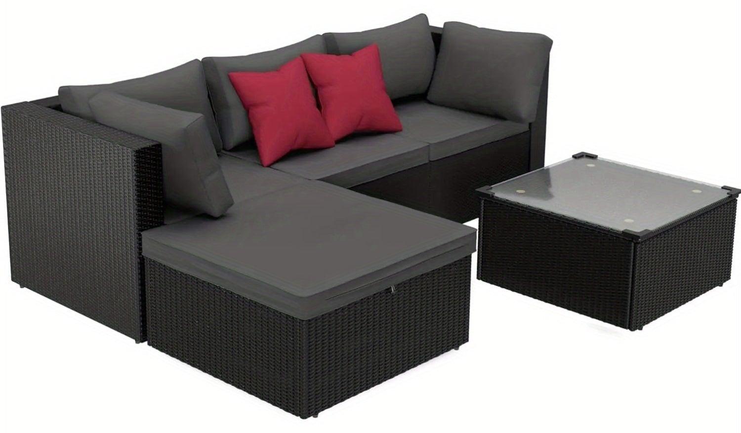 Lounge-Bank - Lounge-Set - Gartenbank - Balkonbank - Gartenmöbel-Set - 3-Sitzer-Sofa - PVC-Rattan