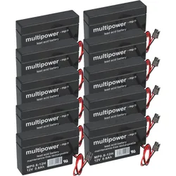 10x Multipower Blei-Akku MP0,8-12H Pb 12V 0,8Ah Heim und Haus Stecker Rollladen