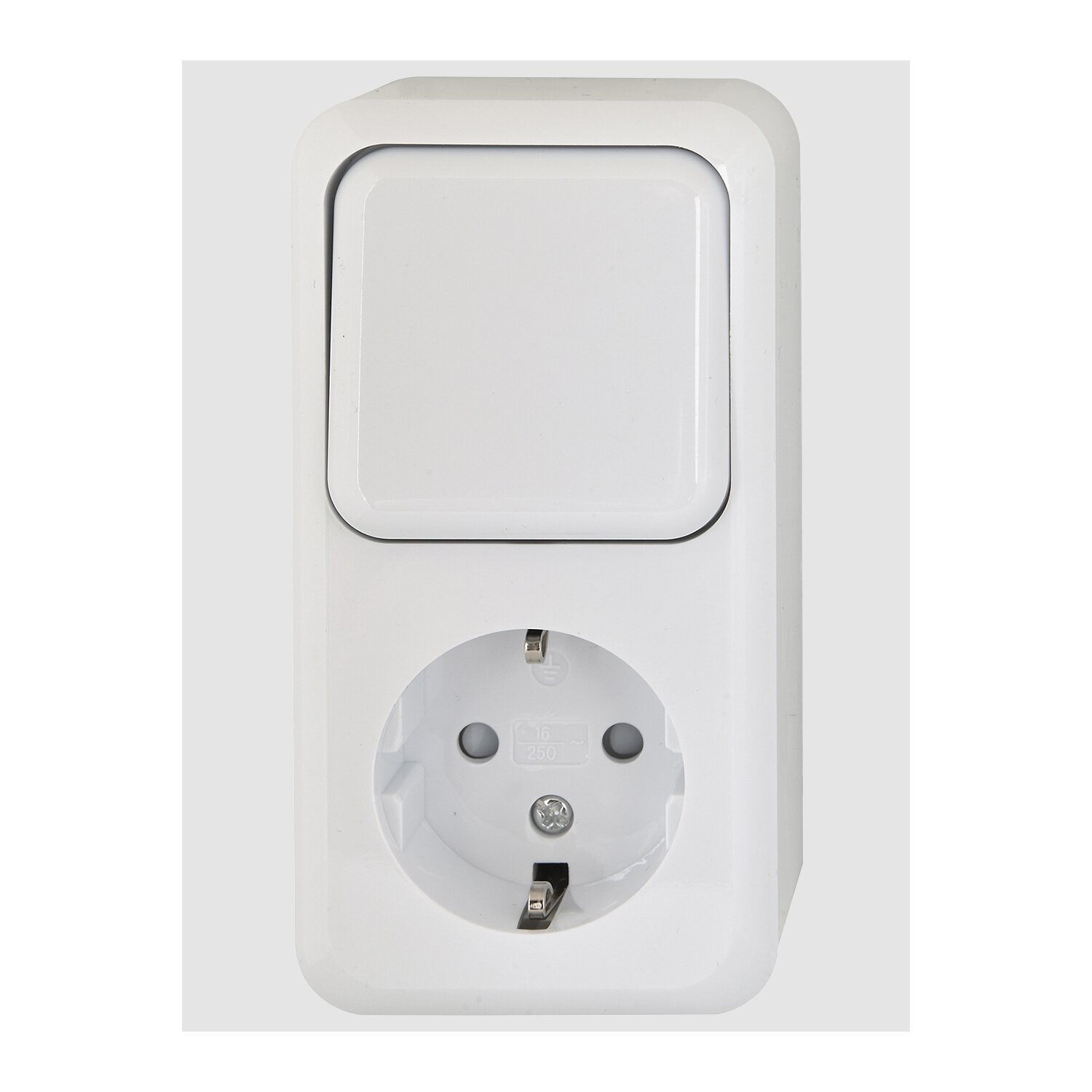 HEITECH Wisselschakelaar en stopcontact combinatie, verticaal, IP20, VDE