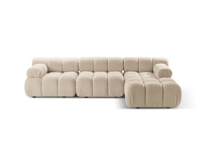 Canapé d'angle droit modulaire 4 places en bouclé beige clair
