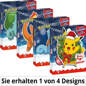 Kinder Adventskalender Pokemon Kalender, befüllt mit Miniatur-Schokoladenriegeln & Stickern, 198g