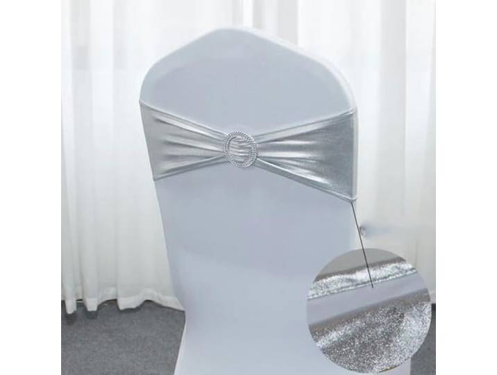 Stuhlschleifen, 50 teile/los Hochzeit Stuhl Dekoration Metallic Gold Schärpen(Silver)