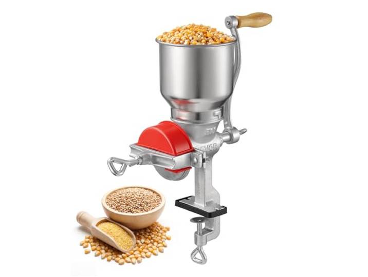 VEVOR Moulin à Grains Manuel Trémie Haute\, Moulin à Céréales à Manivelle\, pour Épices Grains de Café Noix\, Broyeur à Maïs de Table en Fonte\, Fixation à Serre-joint\, avec Couvercle Anti-poussière