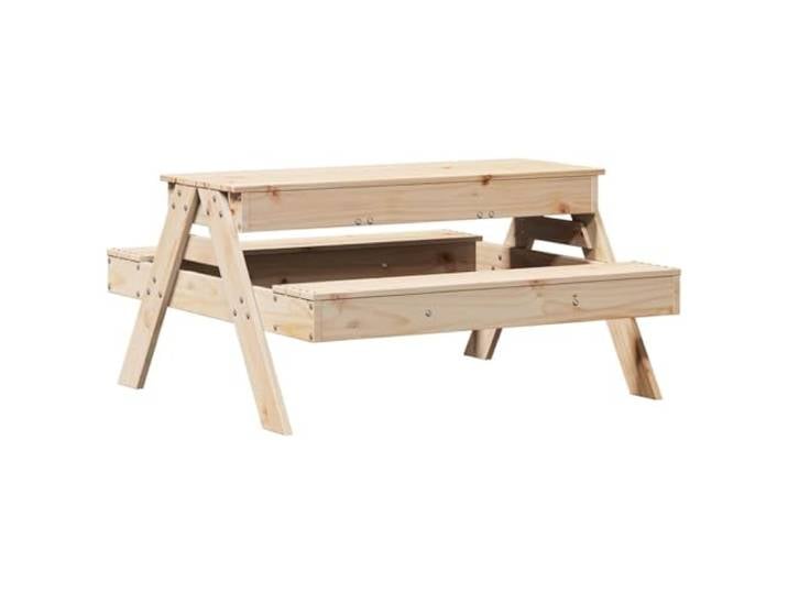 TUERYAFEK Picknicktisch Mit Sandkasten Massivholz Kiefer Abnehmbare Tischplatte, Latten-Sitzflächen, für Garten Park Schule
