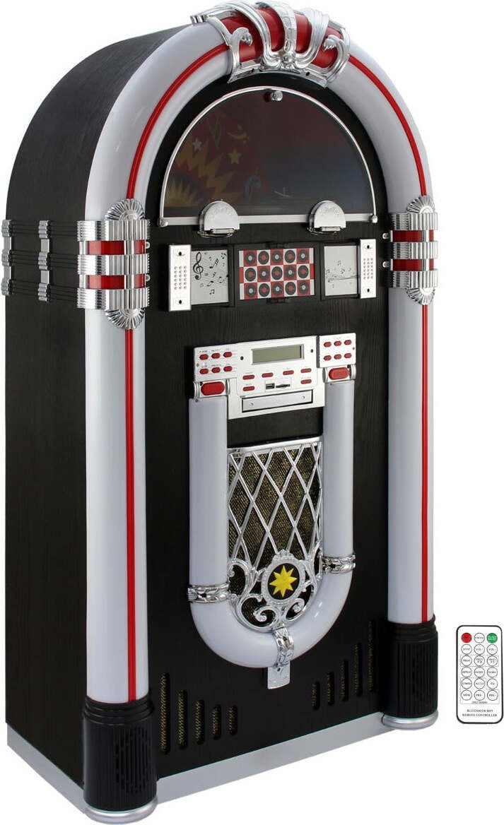 Monster Shop Retro jukebox met platenspeler, CD-speler, Bluetooth, radio en LED-verlichting