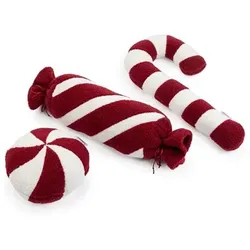 COZEE HOME Dekokissen-Set verschiedene Süßwaren MF Teddy Bouclé waschbar, 3 Stück