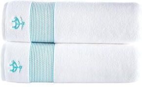 Brooks Brothers Rope Stripe Border 2 pcs Bath Sheets