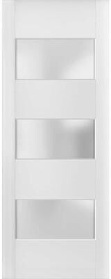 SARTODOORS Lucia 4070 White Wood Door Slab with Frosted Glass