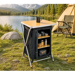 Westmann Oakbrook | faltbarer Campingtisch mit Stauraum - Schwarz