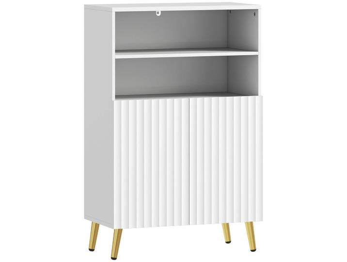 Homcom Badezimmerschrank MDF Metall Weiß, 31.8x93x60 cm, Badezimmer, Badezimmerschränke, Midischränke