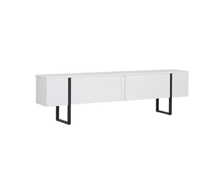 Modernes TV-Möbel, 180 cm, Weiß & Schwarz 100% melaminbeschichtete Spanplatte, 18 mm dick Schlichtes Design für Wohnzimmer & Unterhaltungsbereiche, stilvolle & funktionale Möbellösung