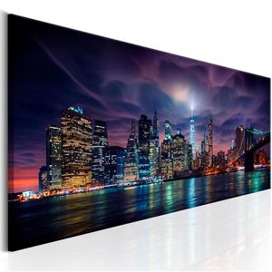 Artgeist Wandbild New York bei Nacht, Leinwand, Querformat, 120 x 40 cm