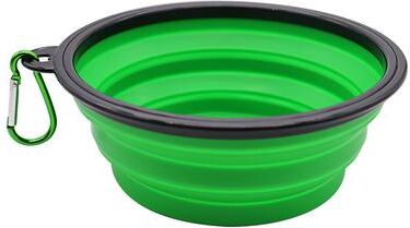 Quick Pick Pro Portable Dog Water Bottle & Travel Dog Bowl Silicone Pet Feeder With Carabiner 1000ml green