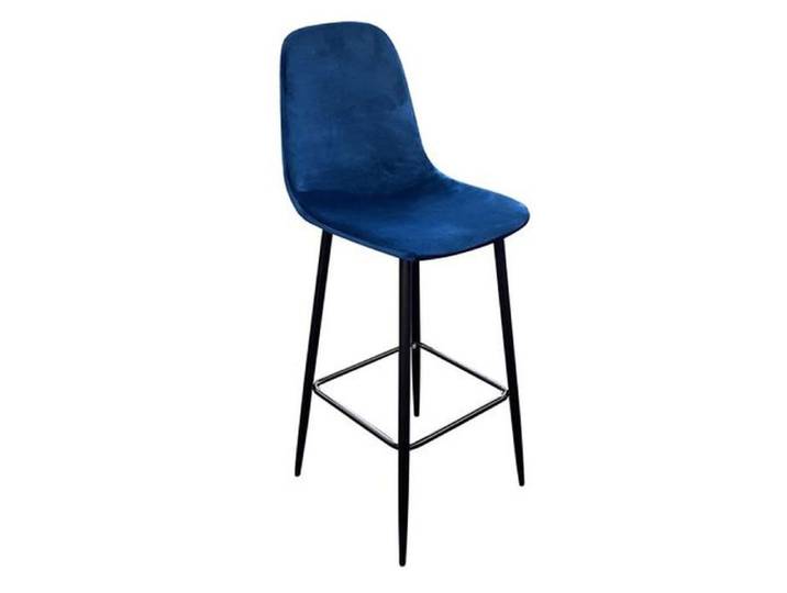 Urban Living - Tabouret de bar en velours vintage Inoui - H. 108 cm - Bleu
