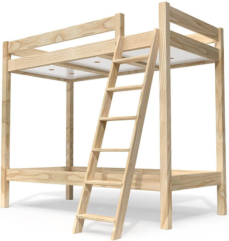 Etagenbett 2 Plätze 90x190 geneigte Skala Holz ABC - Roh (ohne Lack)
