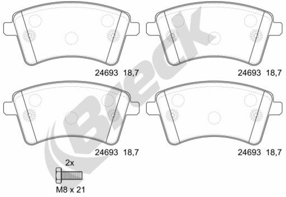 Bremsbelagsatz BRECK 24693 00 701 00, Vorne