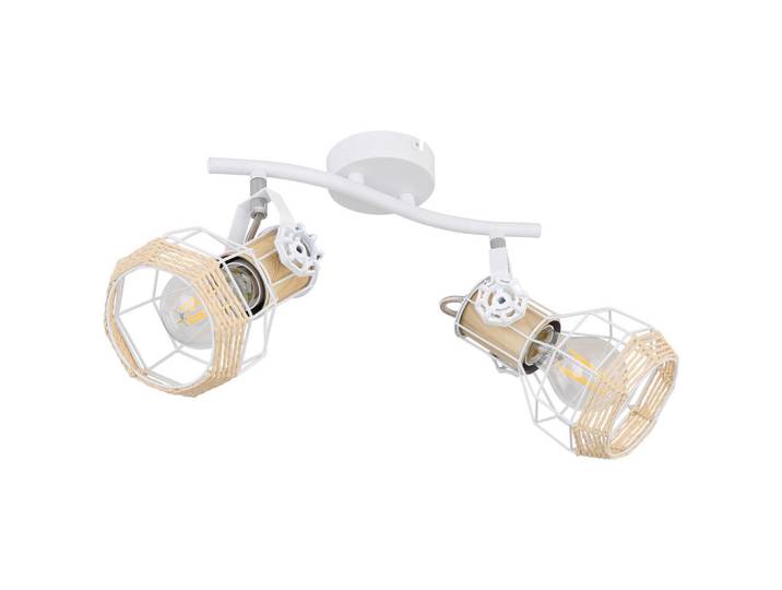 Globo Strahler, Naturfarben, Weiss, Metall, Holzoptik, 23x19x29.6 cm, Lampen & Leuchten, Innenbeleuchtung, Spots & Strahler, Deckenspots