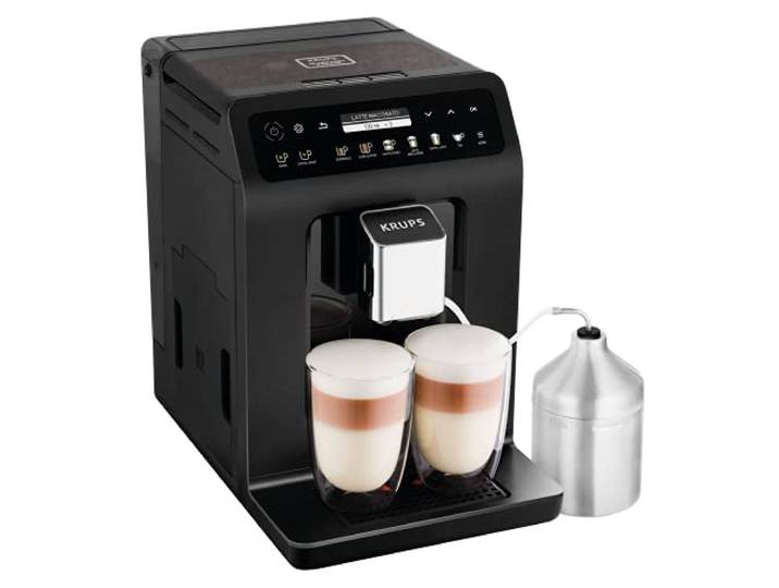 KRUPS Kaffeevollautomat Evidence Plus One-Touch-Cappuccino EA8948 Schwarz-Metallic und 14 Getränkespezialitäten