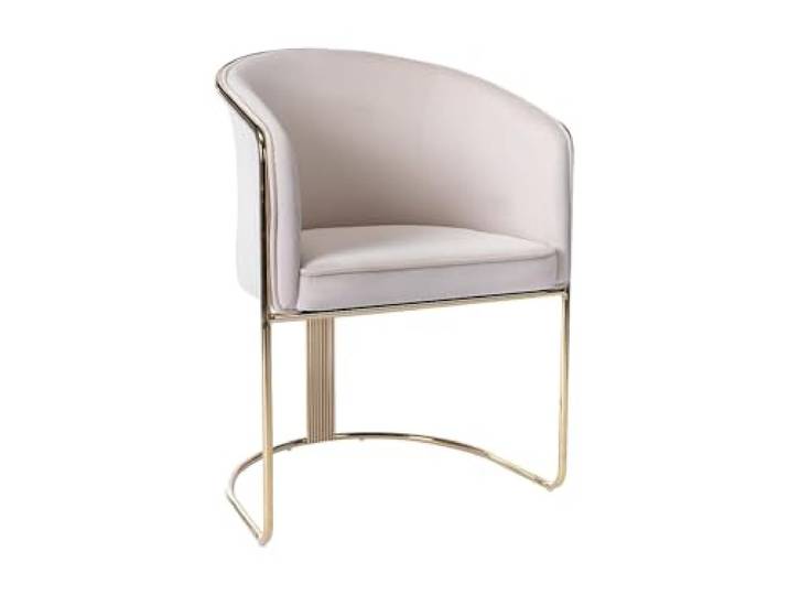 Vente-unique - Stuhl mit Armlehnen aus Samt und Metall Beige und Gold - JOSETHE