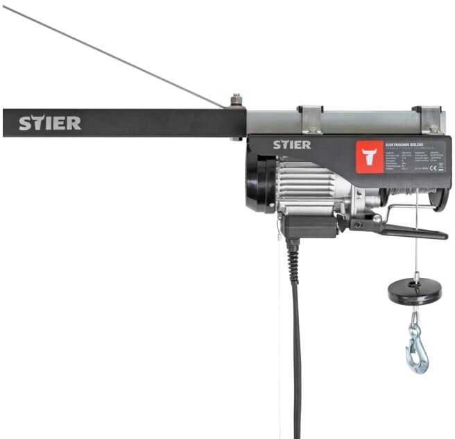 Palan de traction à câble électrique STIER, capacité de charge 250kg, puissance 500W, Hauteur de levage (904380)