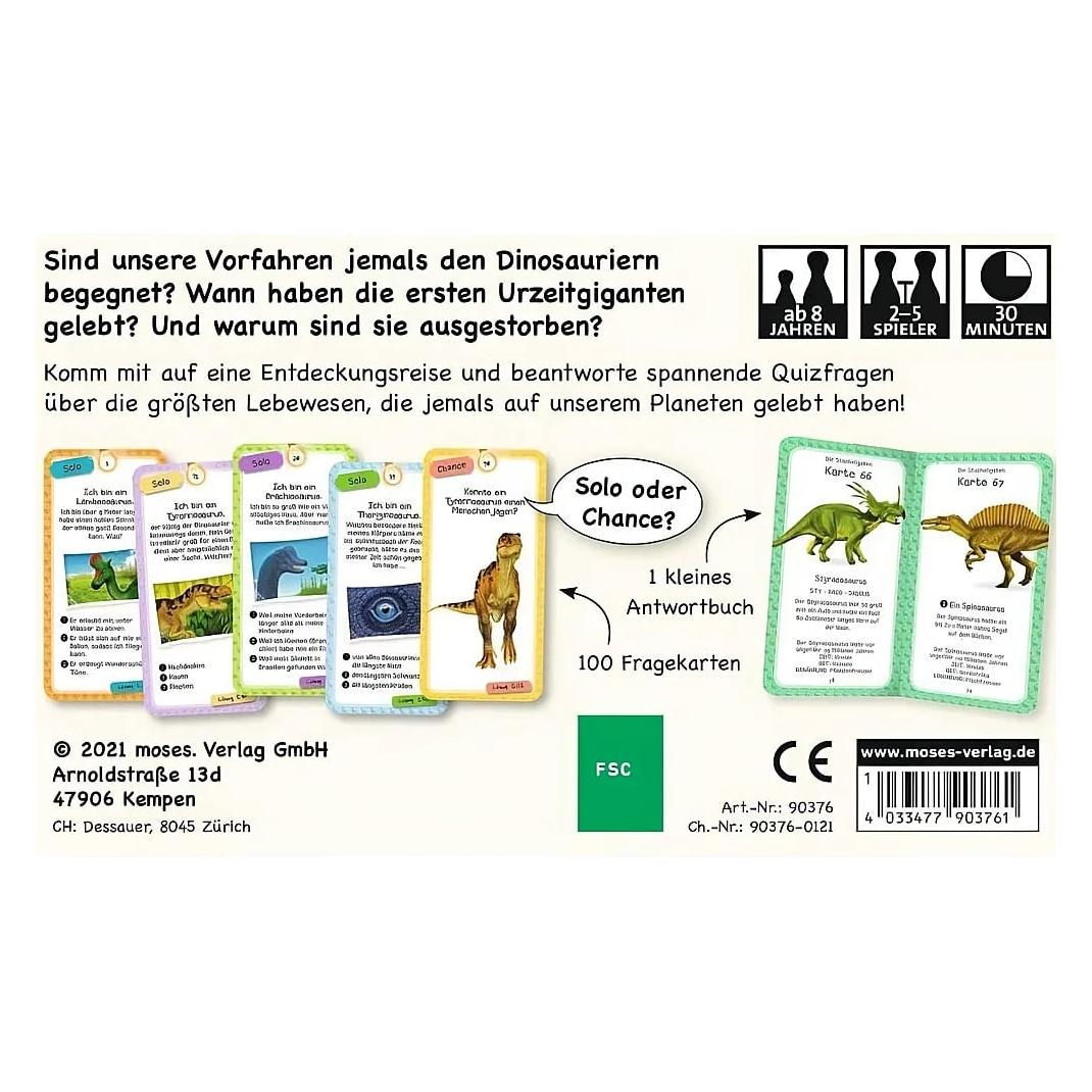 Moses MOS90376 - Das Dinosaurier-Quiz, Kartenspiel, 2-5 Spieler, ab 8 Jahren (DE-Ausgabe) (Deutsch, 2 - 5 Spieler) (MOS90376)