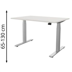 fm-Büromöbel Schreibtisch fouraction weiß / silber, elektrisch höhenverstellbar, 120 x 65-130 x 80 cm