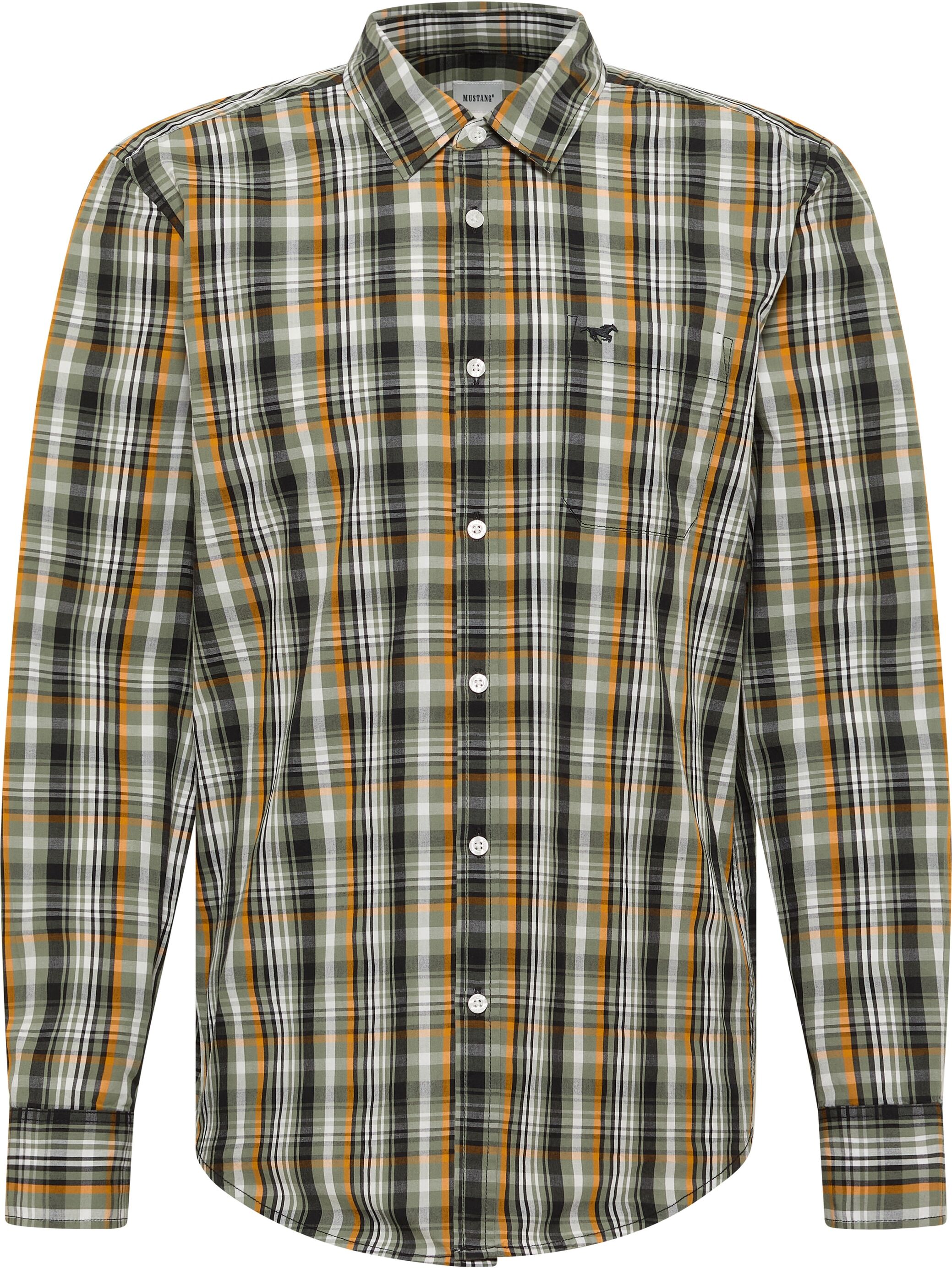 Langarmhemd MUSTANG "Herren Style Chester", Herren, Gr. XXL, US-Grössen, bunt (bunt 12784), Web, 100% Baumwolle, kariert, regular fit, Hemden Langarmhemd bunt 12784 XXL, US-Grössen
