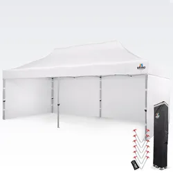 Ausstellungszelt 4x8m - mit 3 Wänden - Weiß