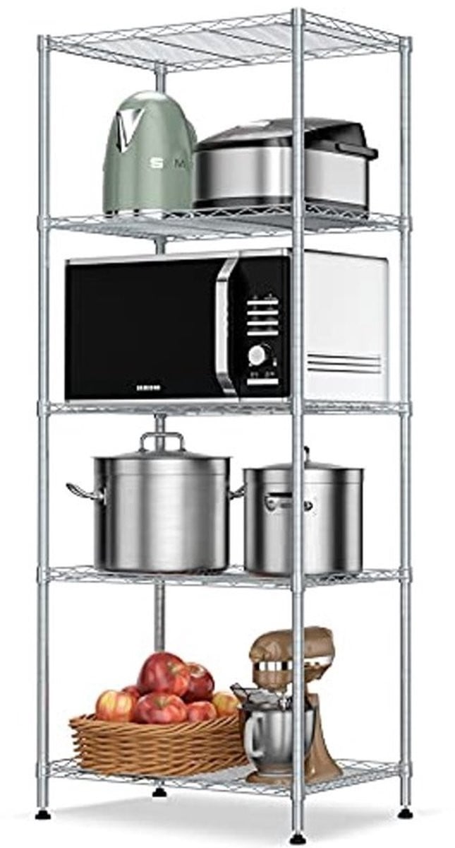 Verstelbare Opslagplank - 5 Laags Metalen Draad Rek voor Keuken en Badkamer