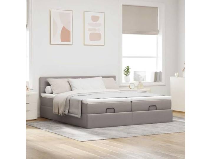 KTHLBRH Doppelbett mit Stauraum, mit Matratzen, 180 x 200 cm Gestell mit Kopfteil, Polyestergewebe, Taschenfedern, 2 Matratzen und 2 Matratzenbezüge