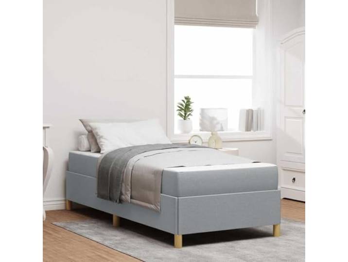 KTHLBRH Bettgestell hellgrau 90 x 200 cm Stoff Modernes Design, technisches Holz, integrierter Behälter, minimalistischer Stil