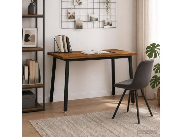 HBBMGYD Esstisch aus massivem Akazienholz, 120 x 80 x 75 cm Füße aus verzinktem Stahl, rutschfestes Zubehör, Oberfläche aus massiver Akazie, für den Innenbereich geeignet
