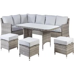 LOUNGE SET 9-Sitzer PE Rattan hellgrau Lacona