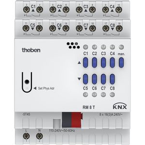 Theben Schaltaktor RM 8 T KNX, 4940200, für Smart Home, 8 Kanäle, bis 16 Ampere, für Hutschiene, KNX