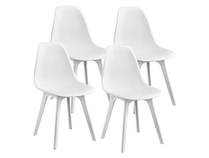 [en.casa] 4X Design Stühle 'Brevik' 83 x 54 x 48cm Weiß Esszimmer Stuhl Stühle Kunststoff Skandinavisch mit Bodenschoner
