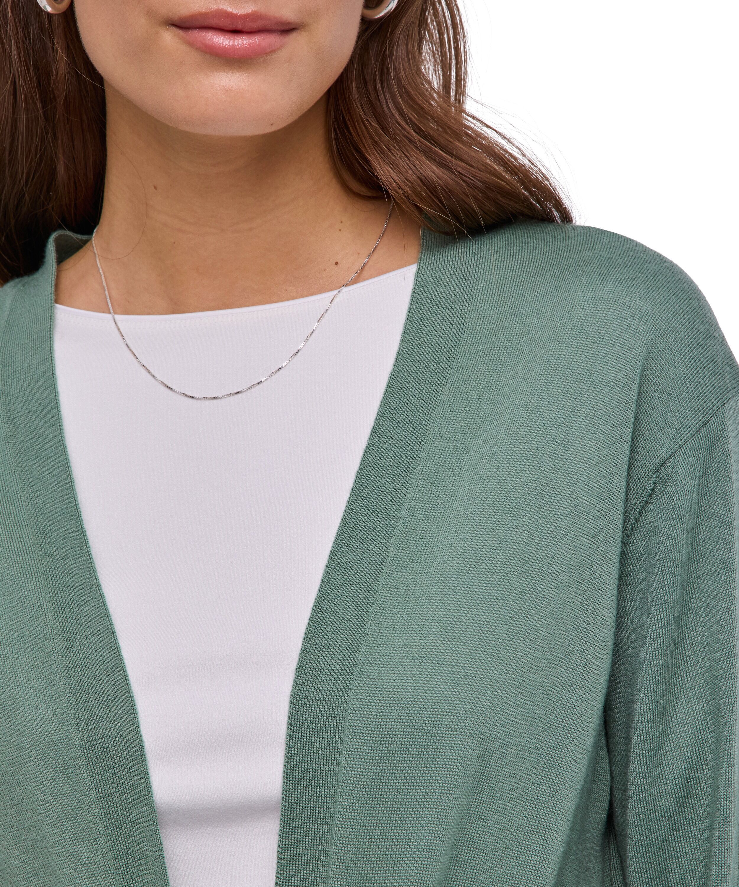 Cardigan FALKE "Pure Merino Wool", Damen, Gr. L, sea breeze (7496), Strickjacken Cardigan