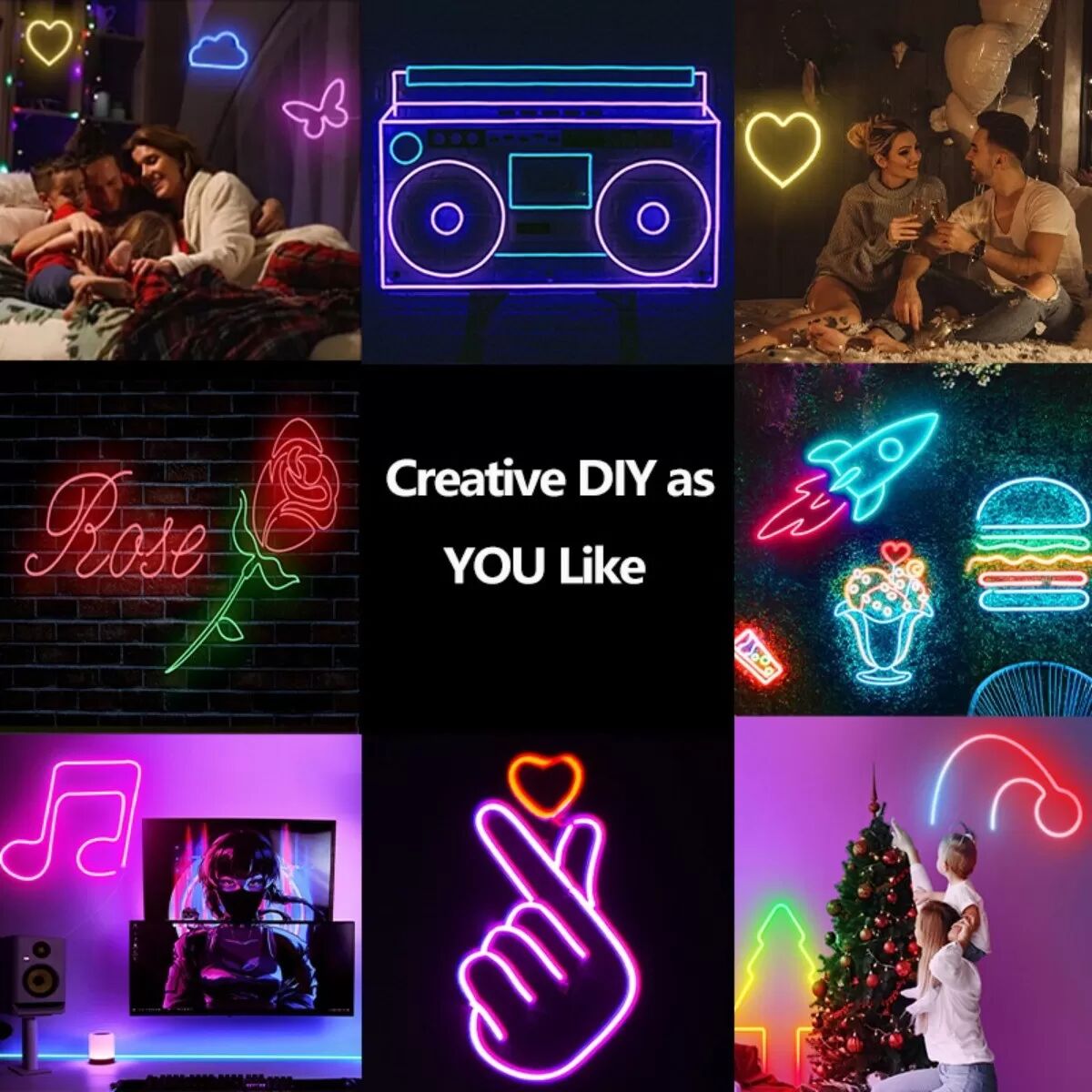 INF Ruban LED Néon RGB 10m - WiFi Dual Mode, Télécommande 24 Touches, Prise EU